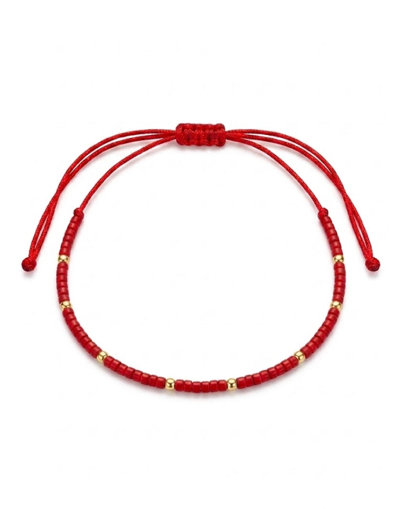 Pulseras miyuki delica roja gold