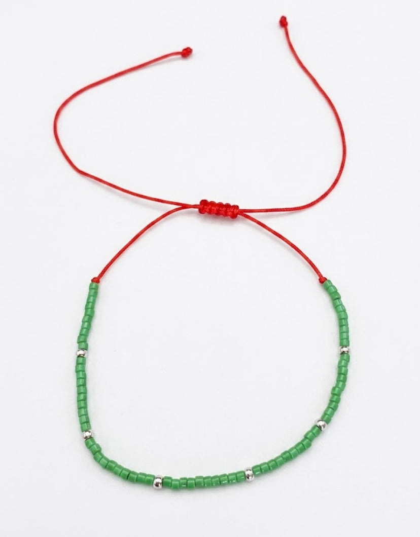 Pulsera miyuki verde joha delica Silver