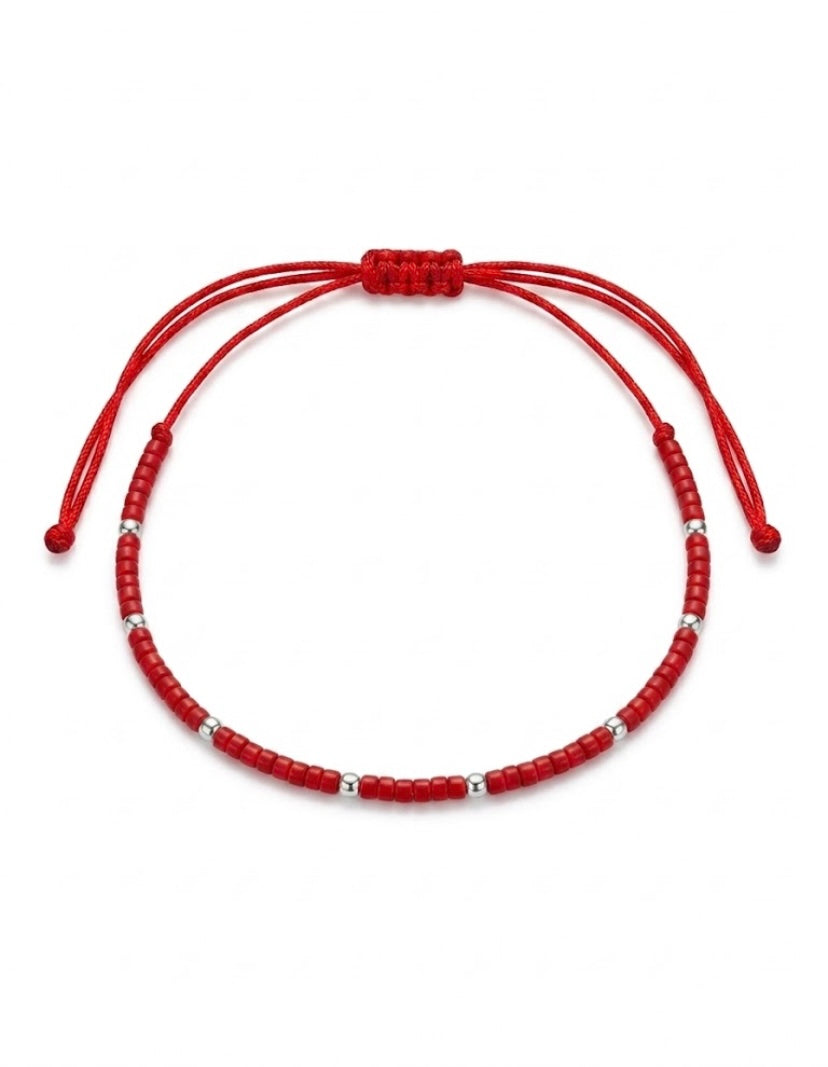 Pulsera miyuki delica roja Silver