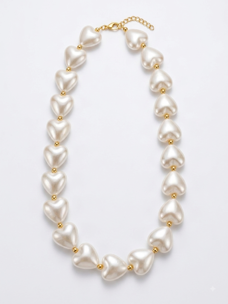 COLLAR MAXI CORAZONES PERLADOS